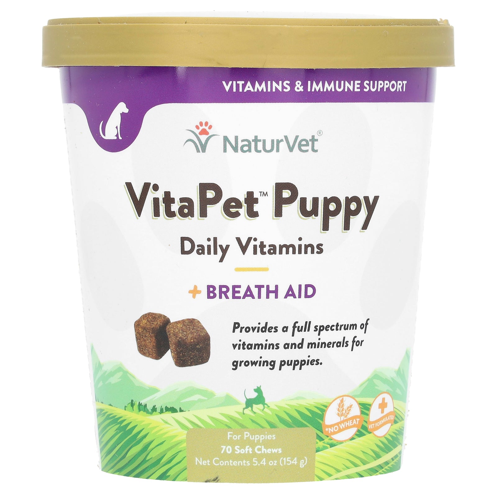 NaturVet, VitaPet Puppy, Daily Vitamins + Breath Aid, For Puppies, 70 Soft Chews, 5.4 oz (154 g)
