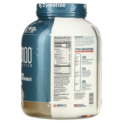 Dymatize, ISO100® Hydrolyzed, 100% Whey Protein Isolate, Cookies & Cream, 5 lb (2.3 kg)