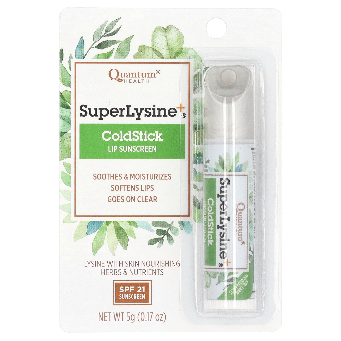 Quantum Health, Super Lysine+®, ColdStick, Lip Sunscreen, SPF 21, 0.17 oz (5 g)