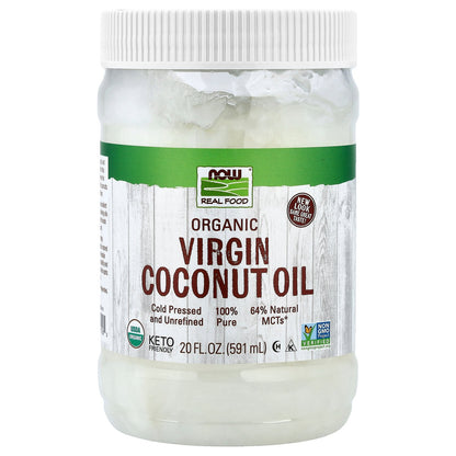 NOW Foods, Real Food, Organic Virgin Coconut Oil, 20 fl oz (591 ml)