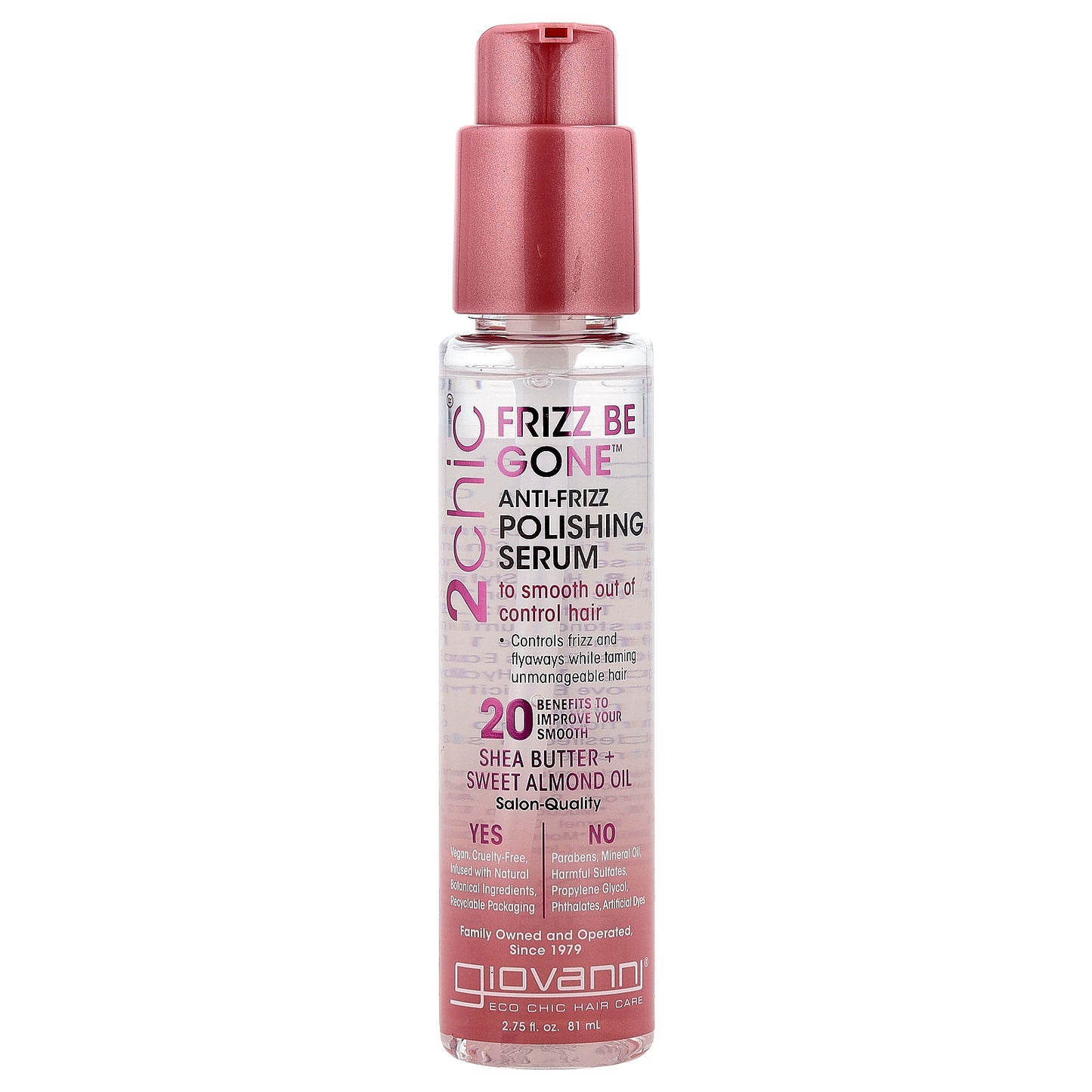 Giovanni, 2chic, Frizz Be Gone™ Anti-Frizz Polishing Serum, Shea Butter + Sweet Almond Oil, 2.75 fl oz (81 ml)