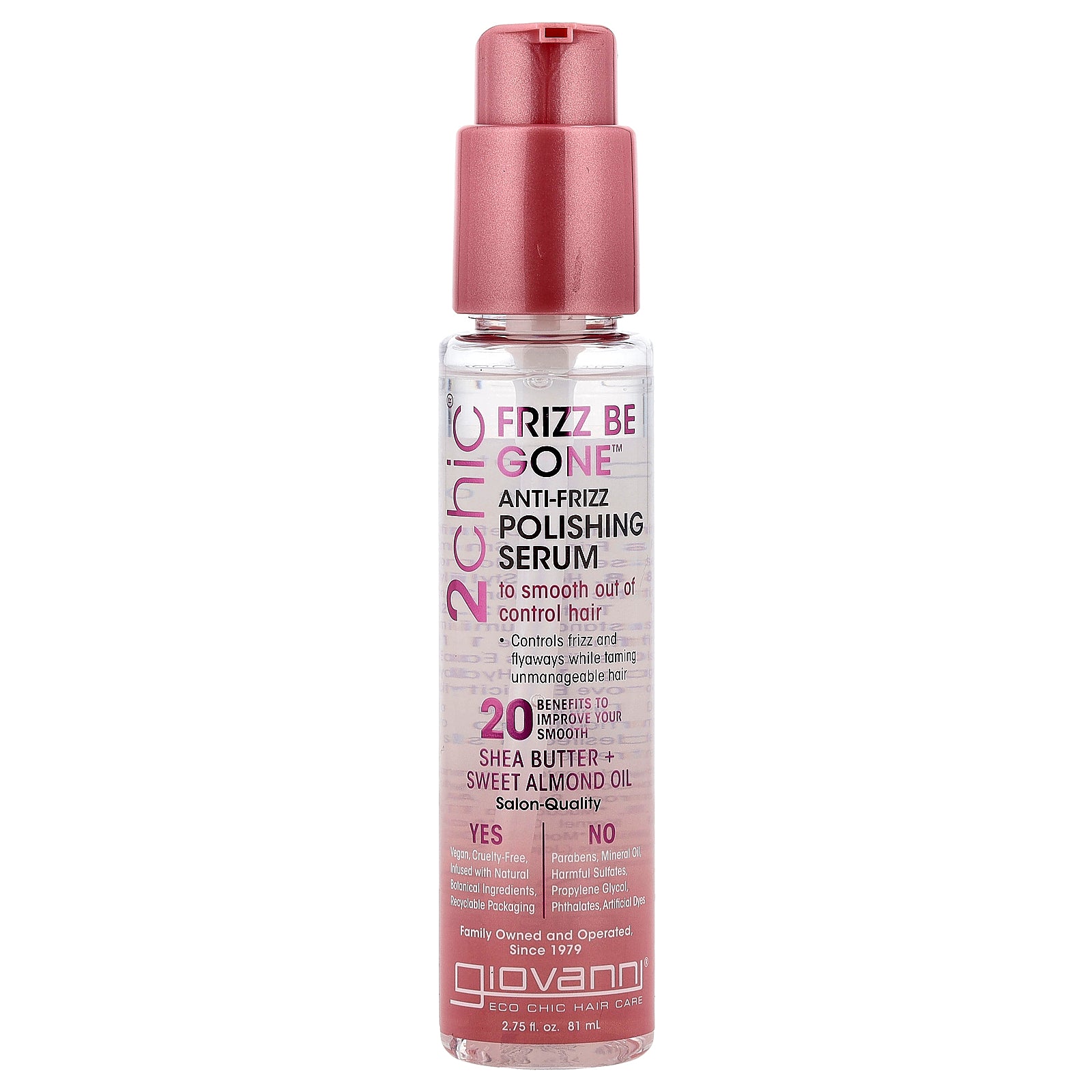Giovanni, 2chic, Frizz Be Gone™ Anti-Frizz Polishing Serum, Shea Butter + Sweet Almond Oil, 2.75 fl oz (81 ml)