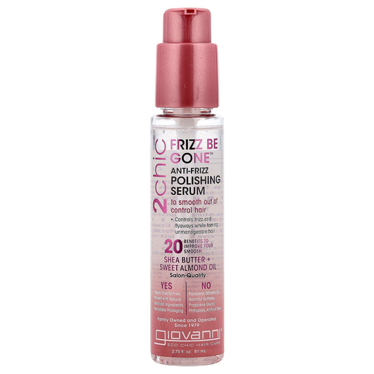 Giovanni, 2chic, Frizz Be Gone™ Anti-Frizz Polishing Serum, Shea Butter + Sweet Almond Oil, 2.75 fl oz (81 ml)