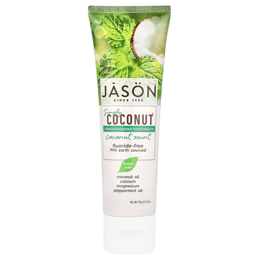 Jason Natural, Simply Coconut, Strengthening Toothpaste, Fluoride-Free, Coconut Mint, 4.2 oz (119 g)