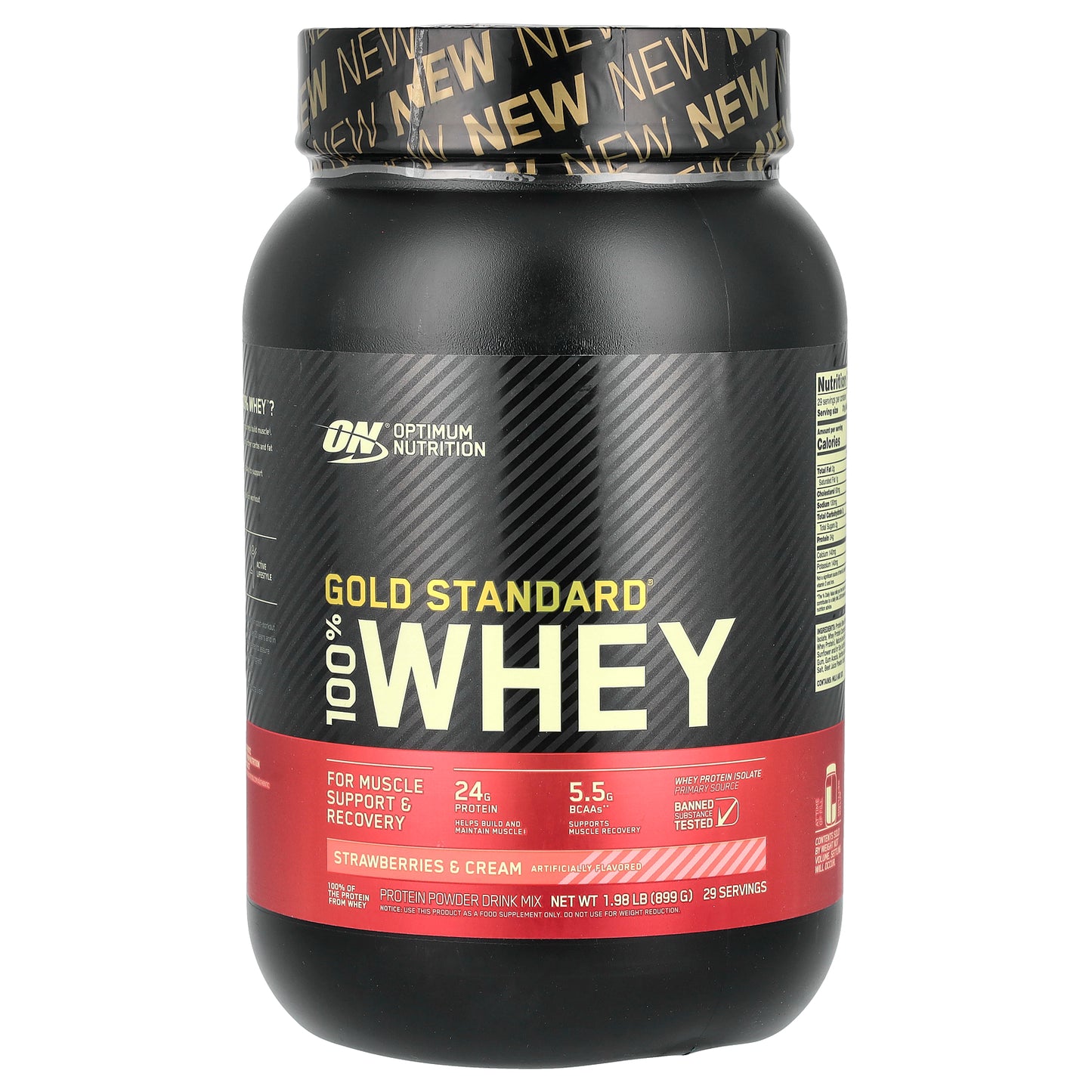 Optimum Nutrition, Gold Standard® 100% Whey, Strawberries & Cream, 1.98 lbs (899 g)