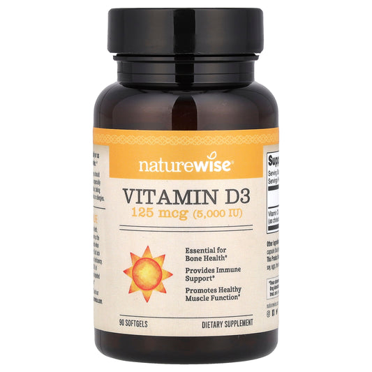 NatureWise, Vitamin D3, 125 mcg (5,000 IU), 90 Softgels