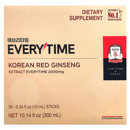 JungKwanJang, Korean Red Ginseng Extract, Everytime , 30 Sticks, 0.34 fl oz (10 ml) Each