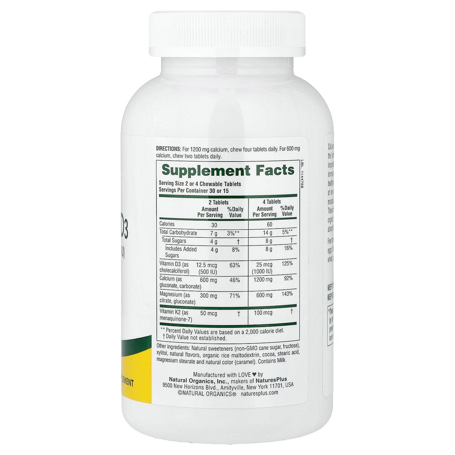 NaturesPlus, Chewable Cal/Mag/Vit D3, Chocolate, 60 Chewable Tablets