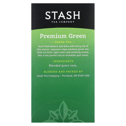 Stash Tea, Green Tea, Premium Green, 20 Tea Bags, 1.4 oz (40 g)