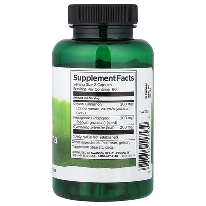 Swanson, Full Spectrum® Cinnamon, Fenugreek, & Gymnema with Ceylon Cinnamon, 120 Capsules