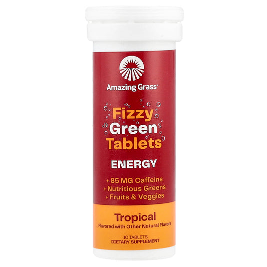 Amazing Grass, Fizzy Green Tablets, Energy, Tropical, 10 Tablets