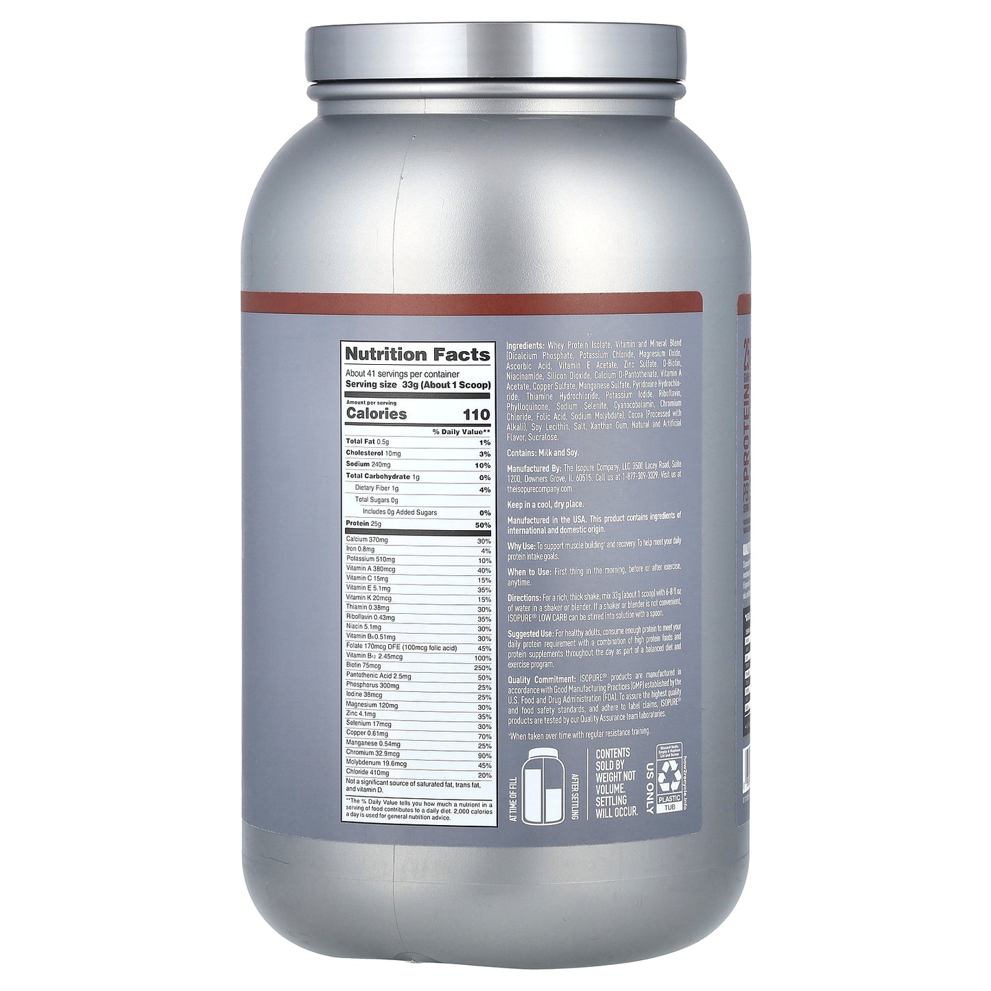 Isopure, Low Carb Protein Powder, Dutch Chocolate, 3 lb (1.36 kg)