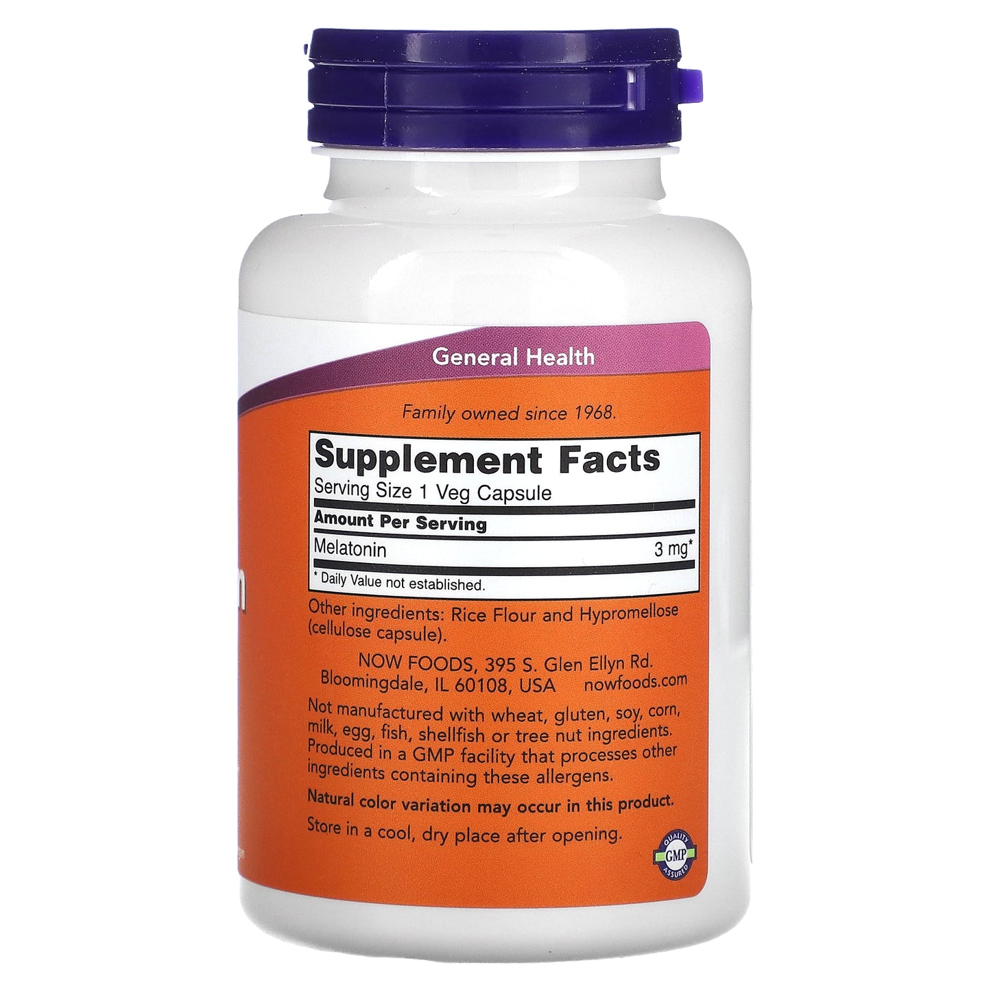 NOW Foods, Melatonin, 3 mg, 180 Veg Capsules