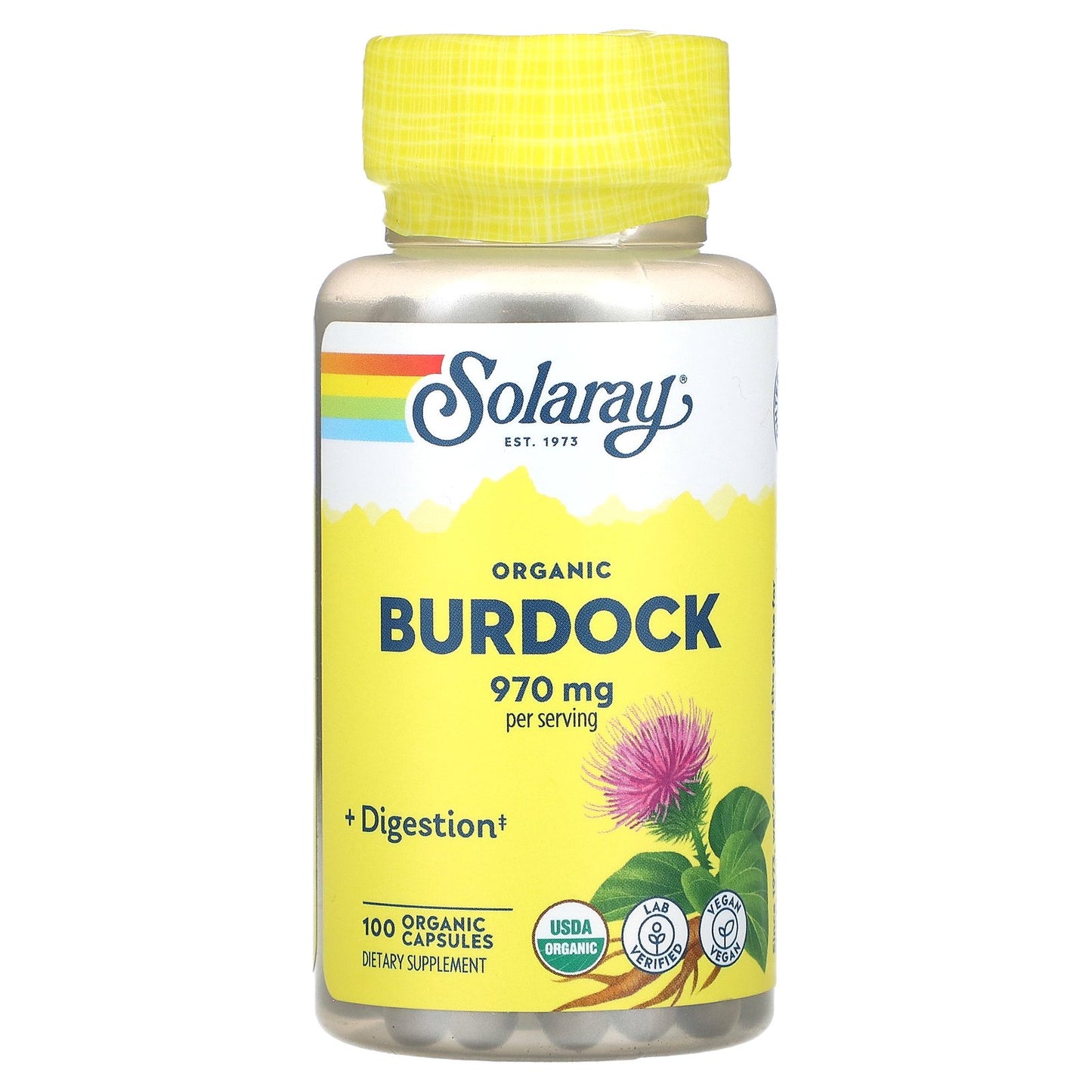 Solaray, Organic Burdock, 970 mg, 100 Organic Capsules (485 mg per Capsule)