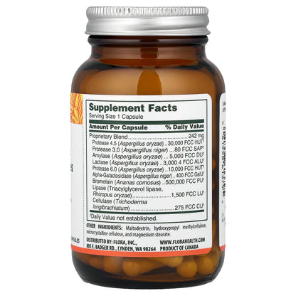 Flora, Urgent Support Digestive Enzymes, 60 Vegetarian Capsules