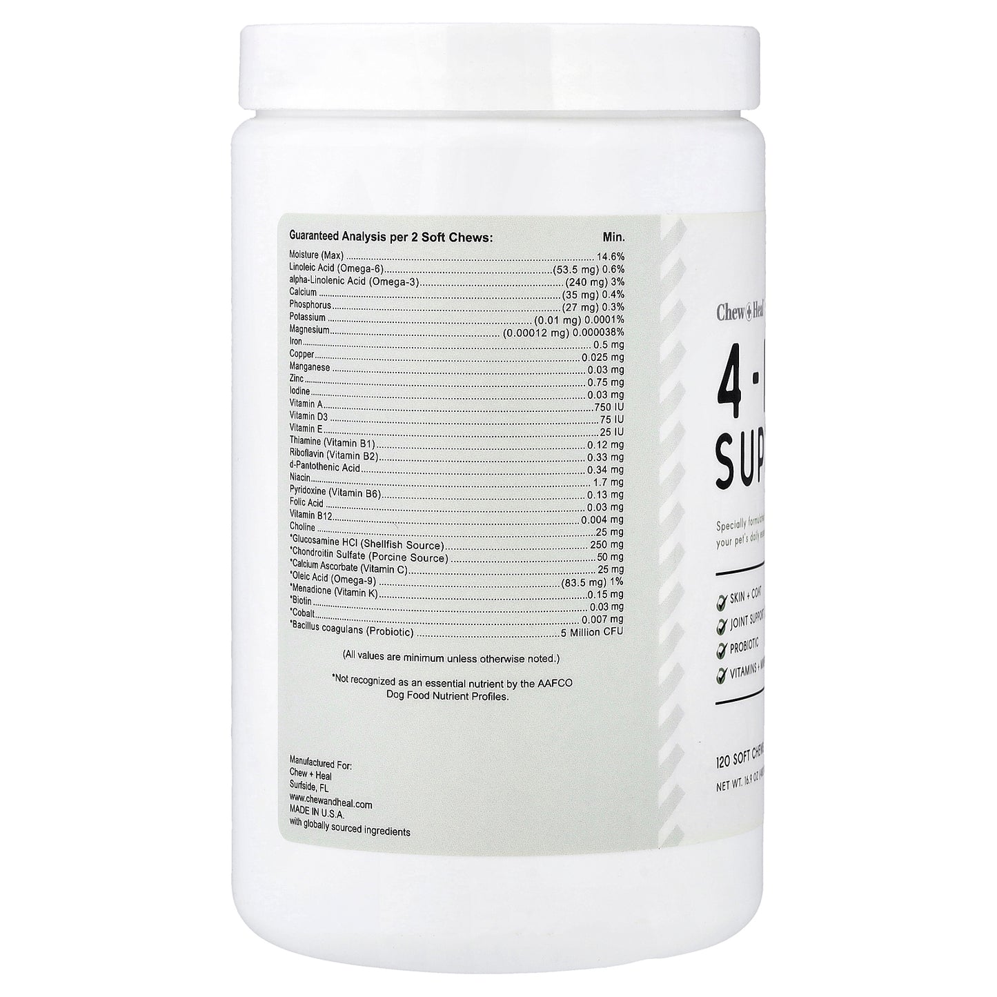 Chew + Heal, 4-in-1 Support, For Dogs, 120 Soft Chews, 16.9 oz (480 g)