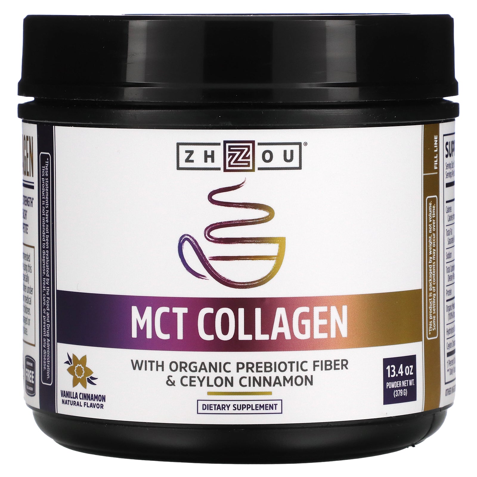 Zhou Nutrition, MCT Collagen, Vanilla Cinnamon, 13.4 oz (379 g)