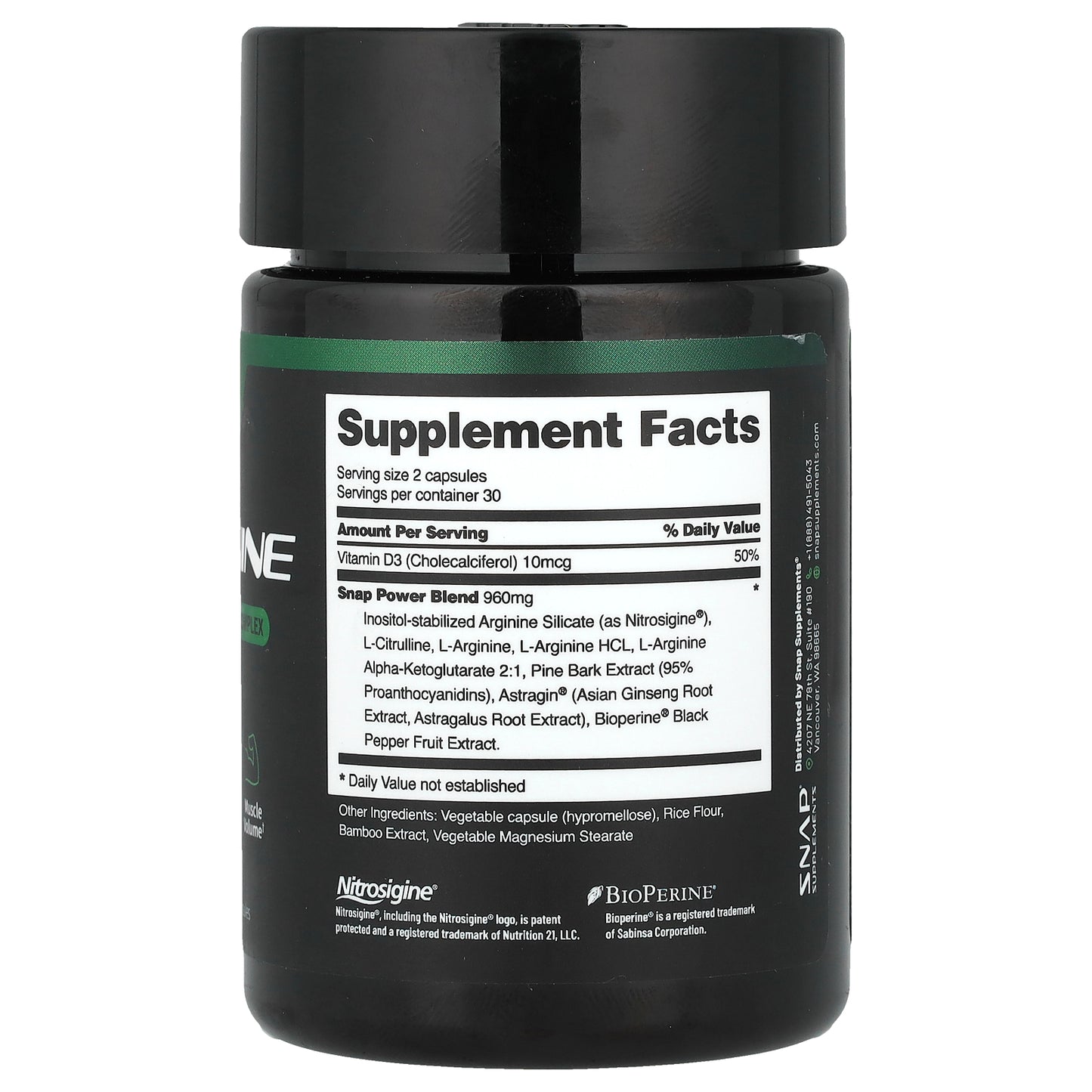 Snap Supplements, L-Arginine, Caffeine-Free, 60 Capsules