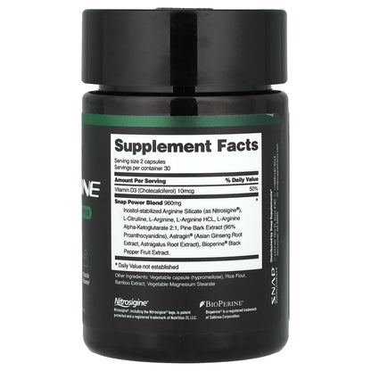 Snap Supplements, L-Arginine, Caffeine-Free, 60 Capsules