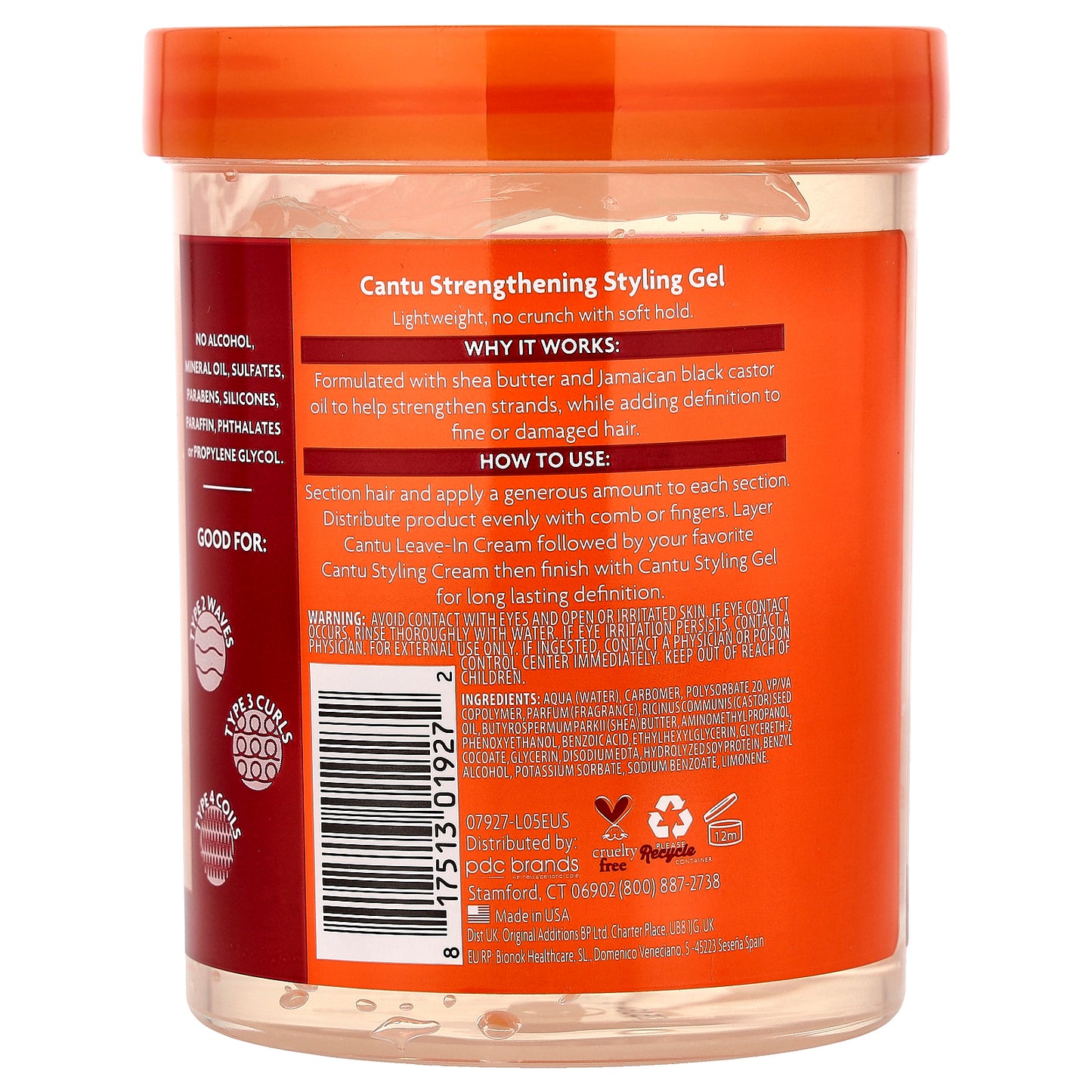 Cantu, Shea Butter, Flexible Hold Strengthening Styling Gel, 18.5 oz (524 g)