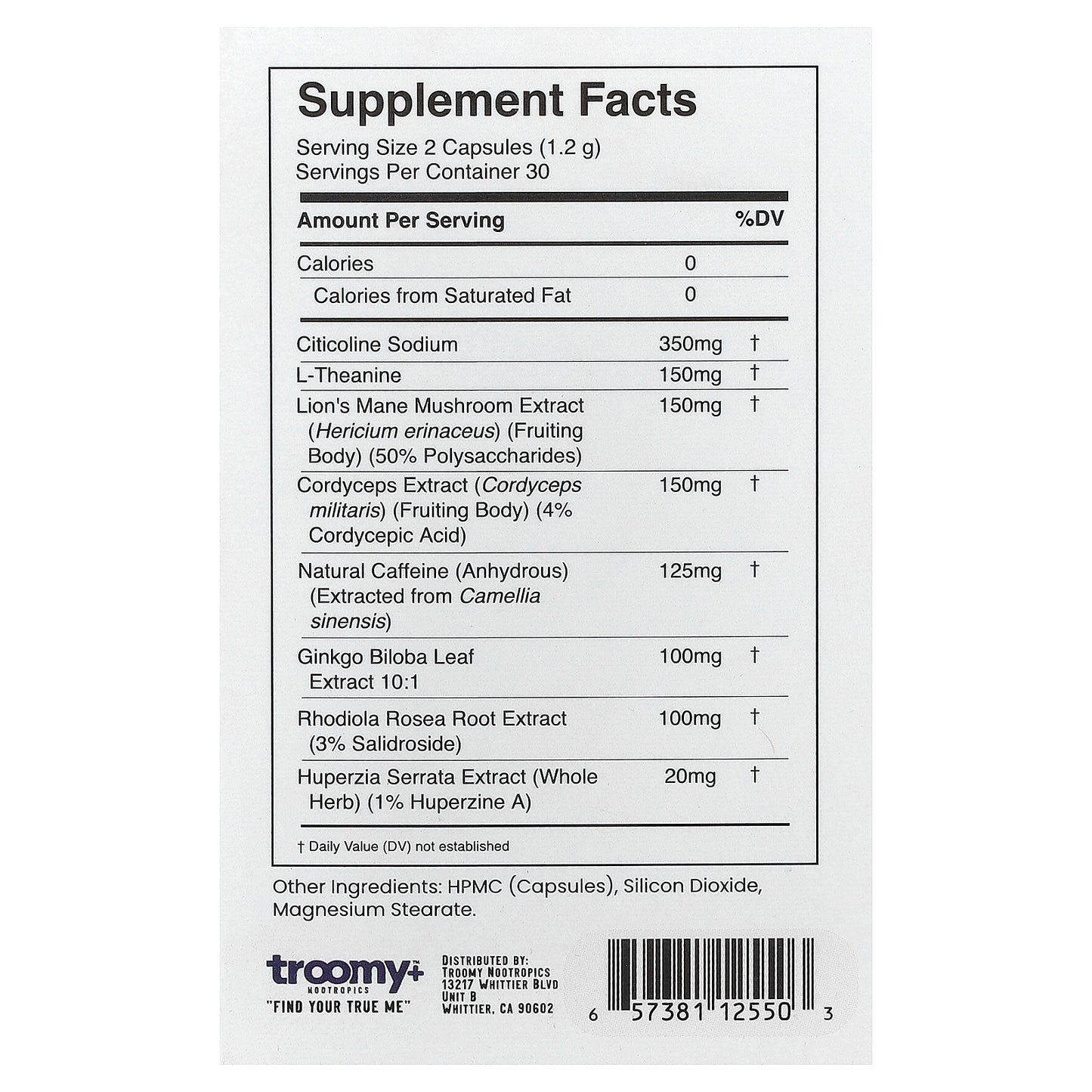 Troomy Nootropics, Brain Power, 60 Capsules