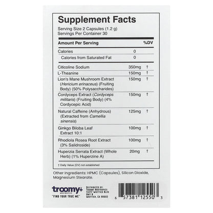 Troomy Nootropics, Brain Power, 60 Capsules