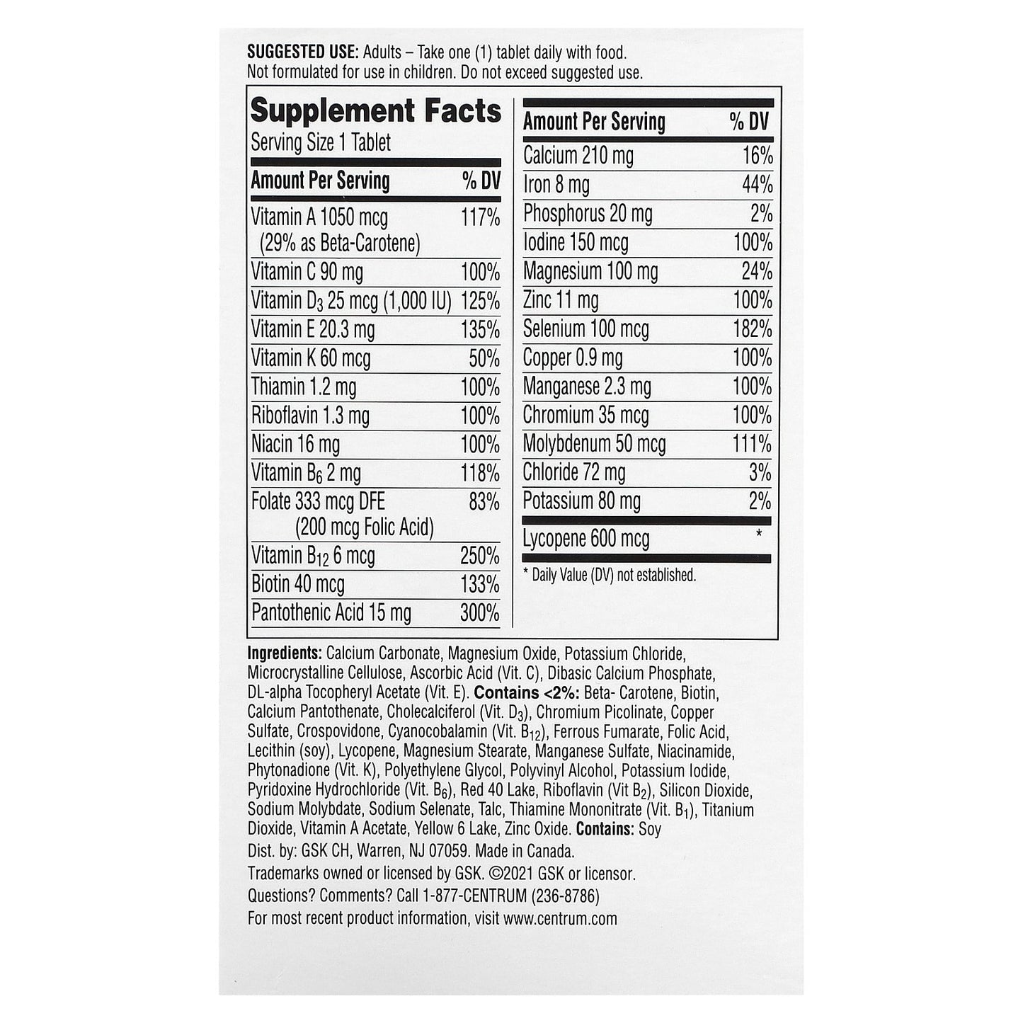 Centrum, Men Multivitamins, 120 Tablets