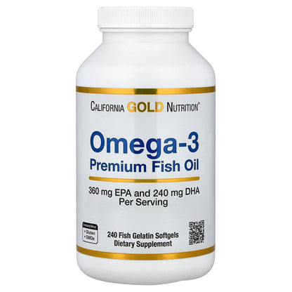 California Gold Nutrition, Omega-3, Premium Fish Oil, 240 Fish Gelatin Softgels