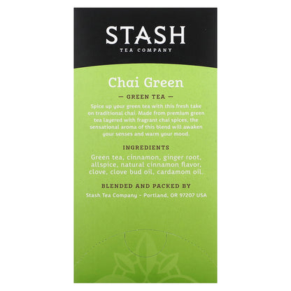 Stash Tea, Green Tea, Chai Green , 20 Tea Bags, 1.3 oz (38 g)