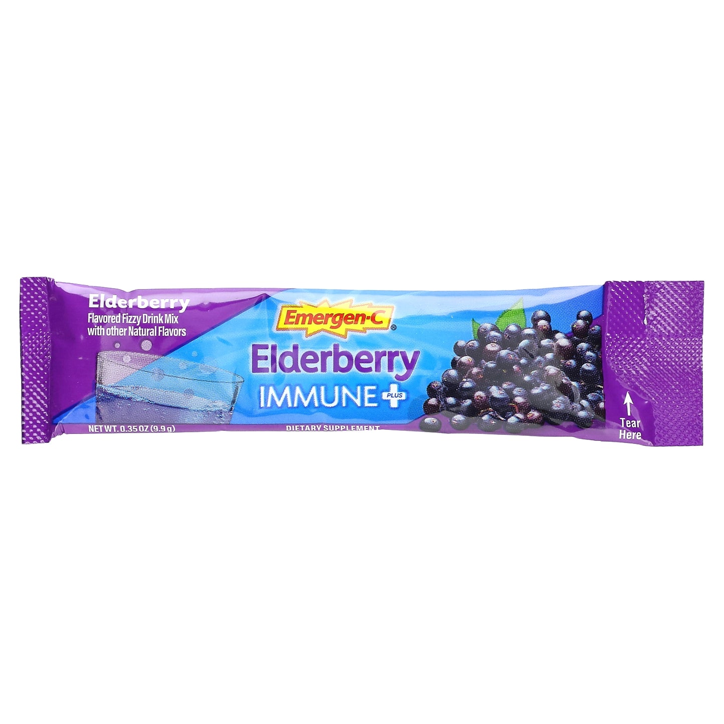 Emergen-C, Elderberry Immune Plus, Elderberry, 18 Packets, 0.35 oz (9.9 g) Each