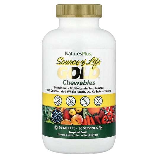 NaturesPlus, Source of Life, Gold Chewables, Delicious Tropical Fruit Flavor, 90 Tablets
