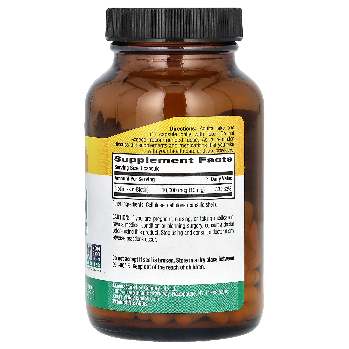 Country Life, Biotin, High Potency , 10 mg, 120 Vegan Capsules