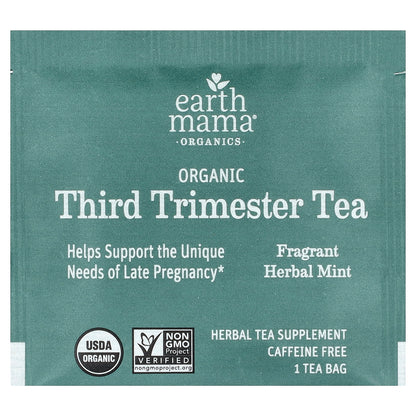 Earth Mama, Organics, 100 Organic Third Trimester Tea, Mint, Caffeine Free, 16 Tea Bags, 0.96 oz (27.2 g)