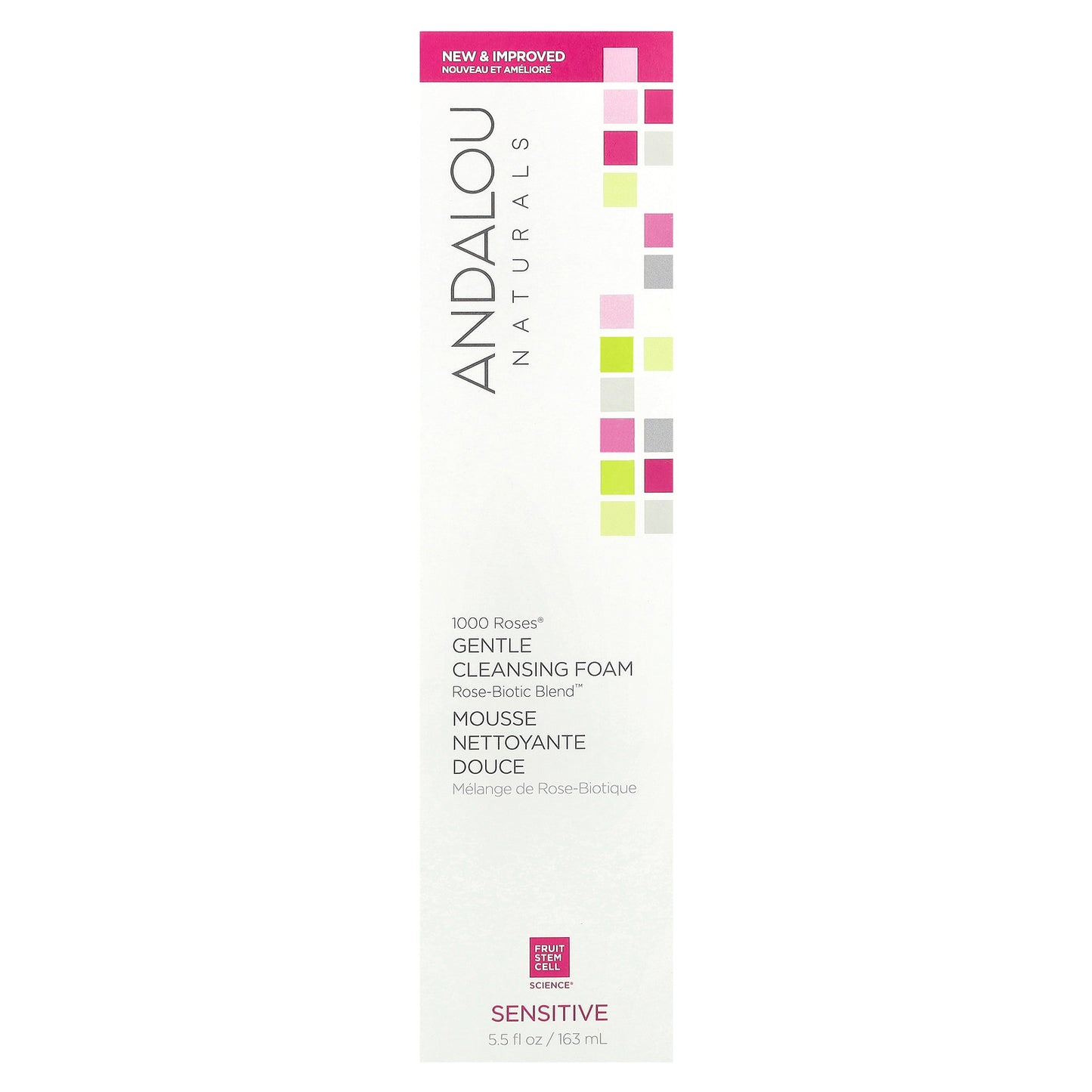 Andalou Naturals, 1000 Roses, Gentle Cleansing Foam, Sensitive, 5.5 fl oz (163 ml)