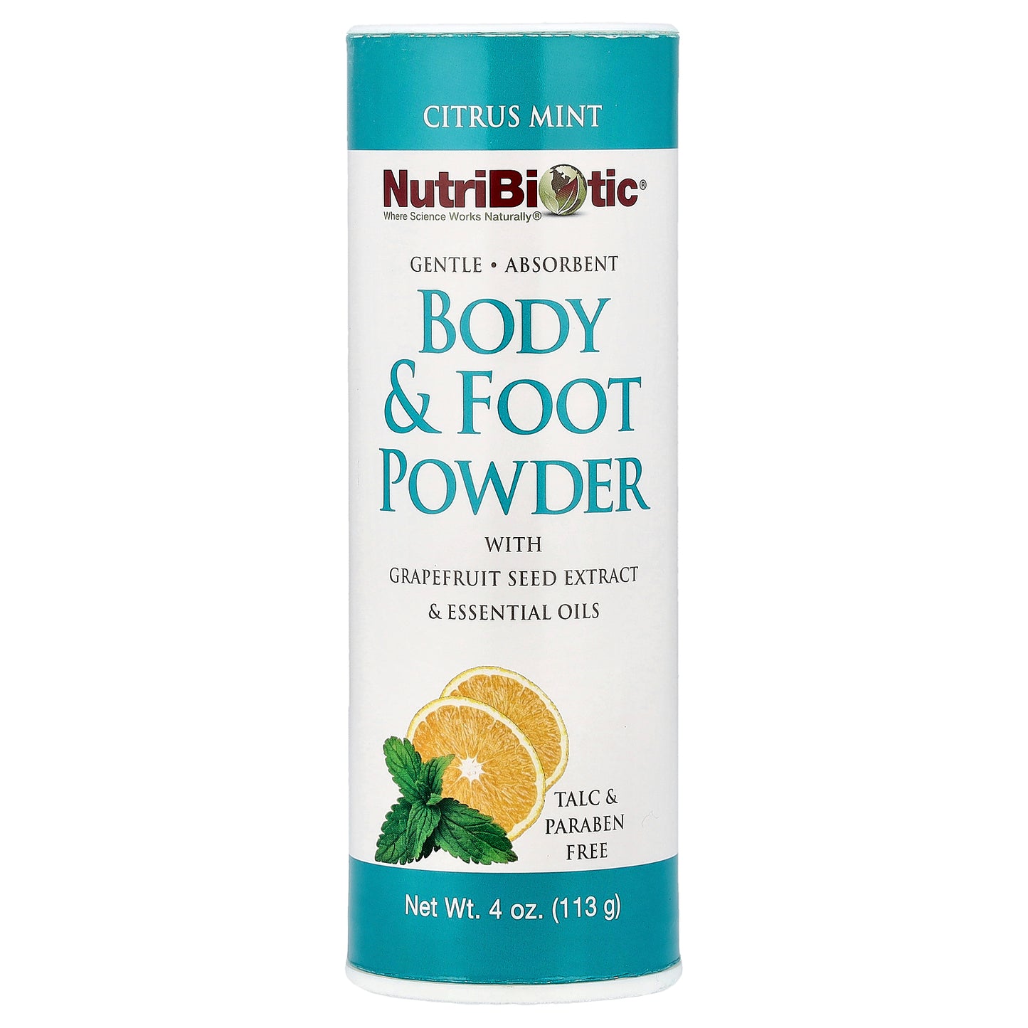NutriBiotic, Body & Foot Powder with Grapefruit Seed Extract & Essential Oils, Citrus Mint, 4 oz (113 g)