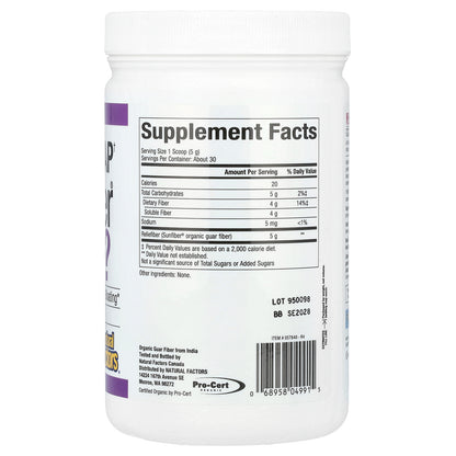Natural Factors, Organic Low Fodmap† Reliefiber®, Unflavored, 5.3 oz (150 g)