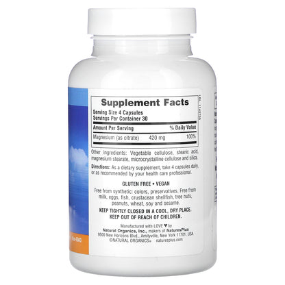 NaturesPlus, KalmAssure®, Magnesium, 120 Vegan Capsules (105 mg per Capsule)