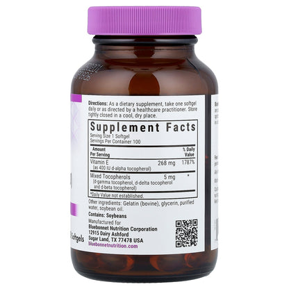 Bluebonnet Nutrition, Vitamin E, 268 mg (400 IU), 100 Softgels