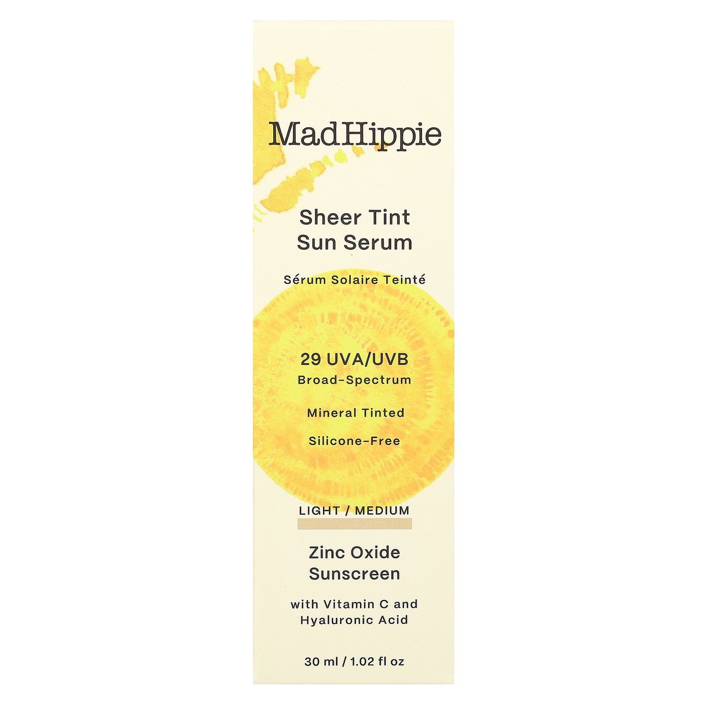 Mad Hippie, Sheer Tint Sun Serum, SPF 29, Light/Medium, 1.02 fl oz (30 ml)