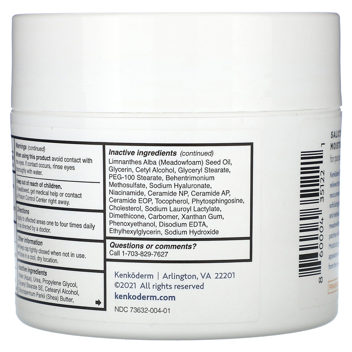 Kenkoderm, 2% Salicylic Acid Moisturizing Cream, Fragrance Free, 10 fl oz (295 ml)