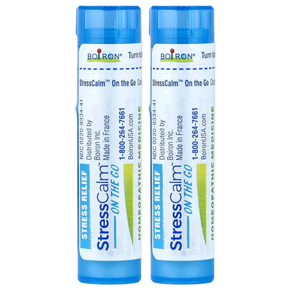 Boiron, StressCalm® On The Go, 2 Portable Tubes, 80 Pellets Each