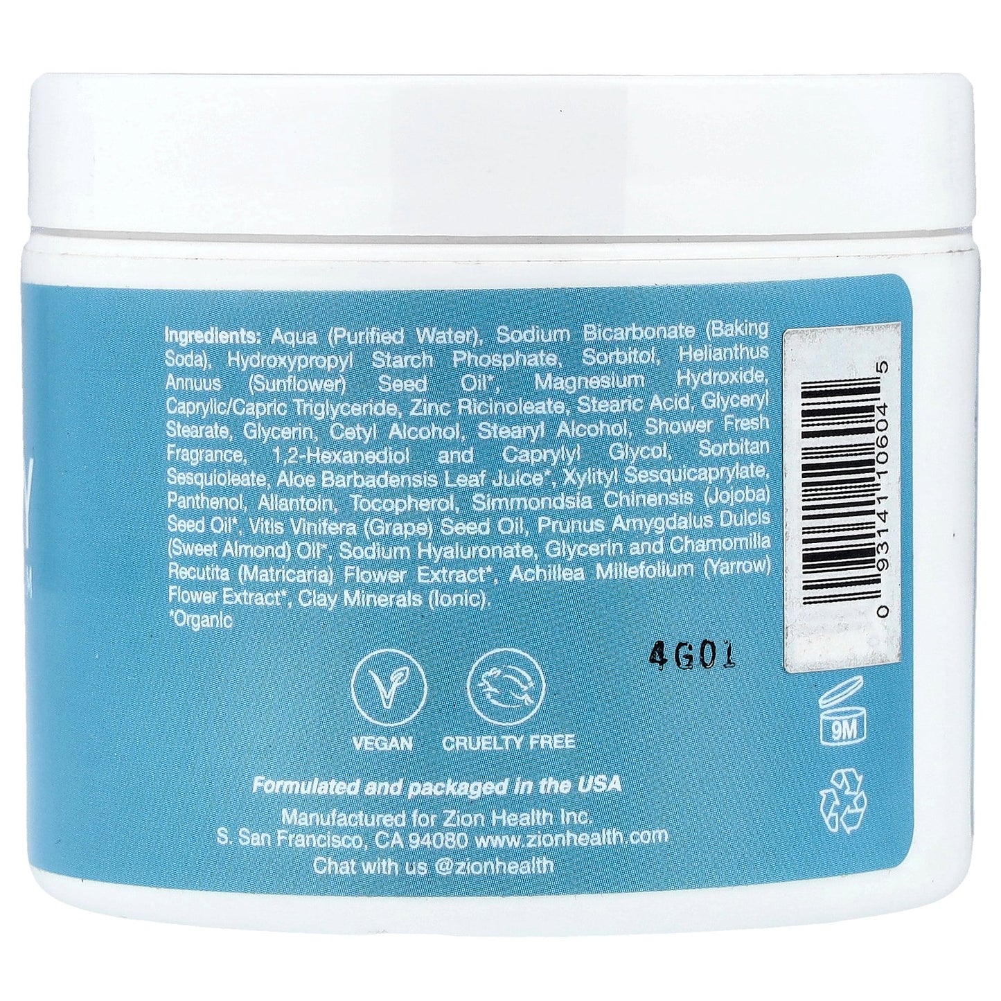 Zion Health, ClayDry Deodorant Cream, Shower Fresh, 4 oz (113 g)