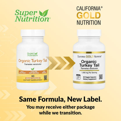 California Gold Nutrition, Organic Turkey Tail Mushroom, 60 Veggie Capsules (0.5 g per Capsule)