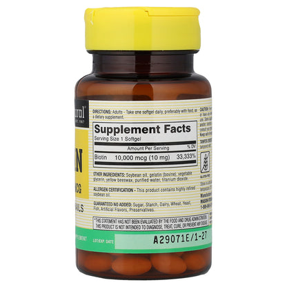Mason Natural, Mega Biotin, 10,000 mcg, 50 Softgels