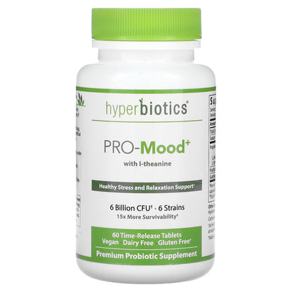 Hyperbiotics, Pro-Mood with L-Theanine, 6 Billion CFU, 60 Time-Release Tablets