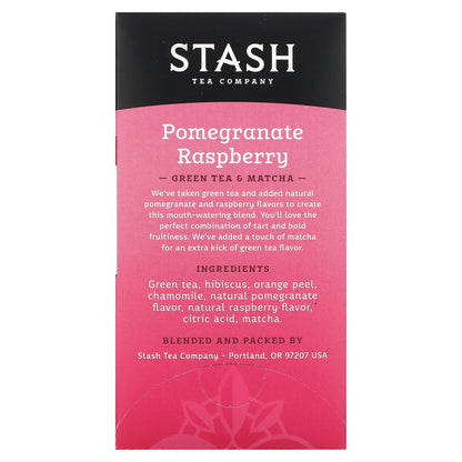 Stash Tea, Green Tea & Matcha, Pomegranate Raspberry, 18 Tea Bags, 1.2 oz (36 g)