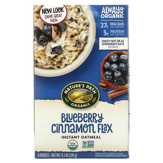 Nature's Path, Organic Instant Oatmeal, Blueberry Cinnamon Flax, 8 Packets, 11.3 oz (320 g)