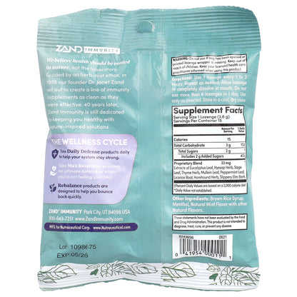 Zand, Menthol Lozenges, Cooling Mint, 15 Lozenges