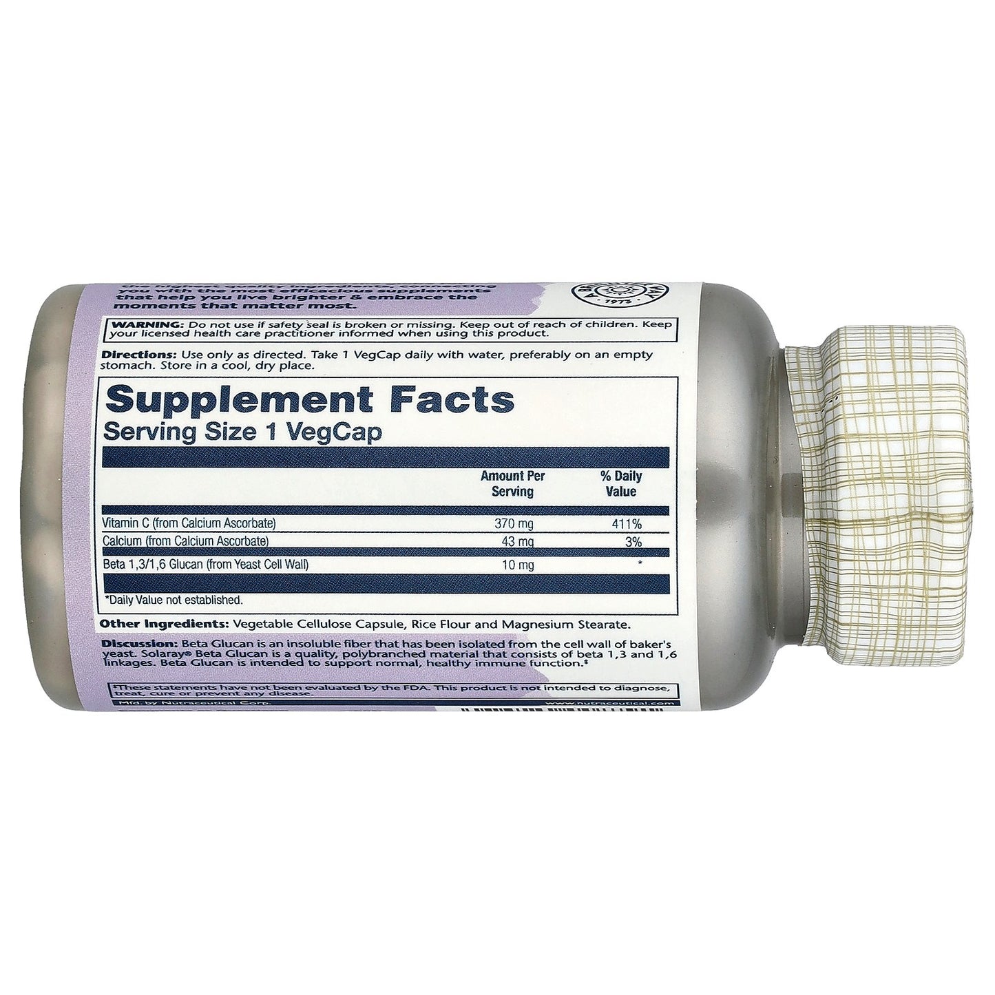 Solaray, Beta Glucan with Vitamin C, 60 VegCaps