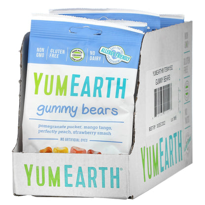 YumEarth, Gummy Bears, Assorted Flavors, 12 Packs, 2.5 oz (71 g) Each